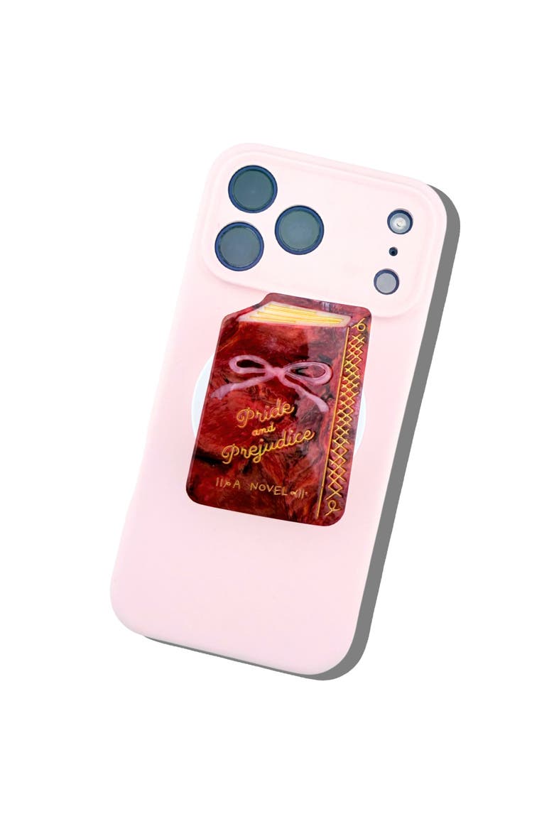 Hand Painted 'Pride & Prejudice' Phone Grip, Alternate, color, BURGUNDY