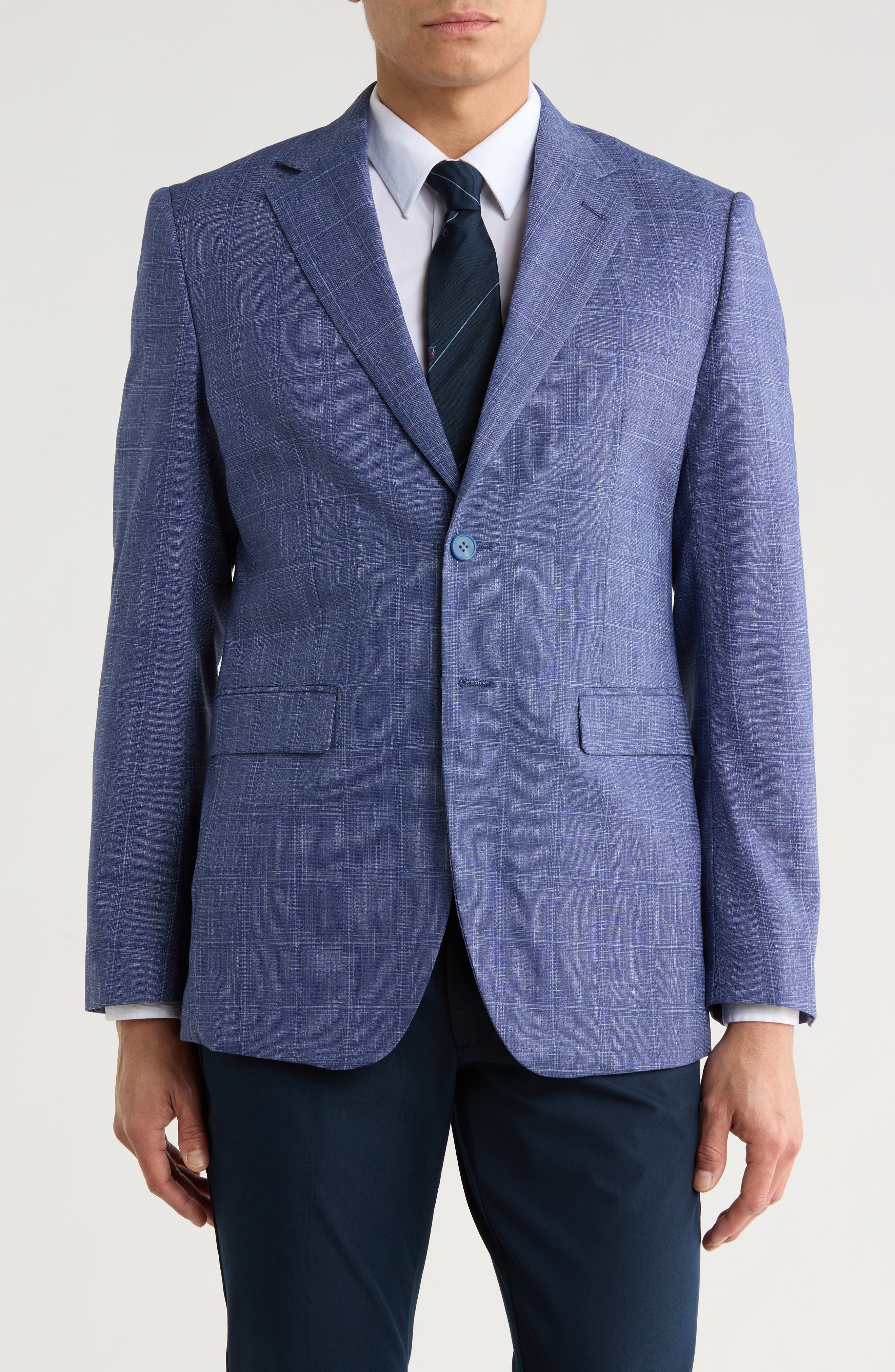 Tahari Slim Fit Tonal Windowpane Plaid Blazer