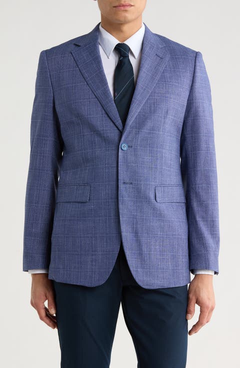 Slim Fit Tonal Windowpane Plaid Blazer