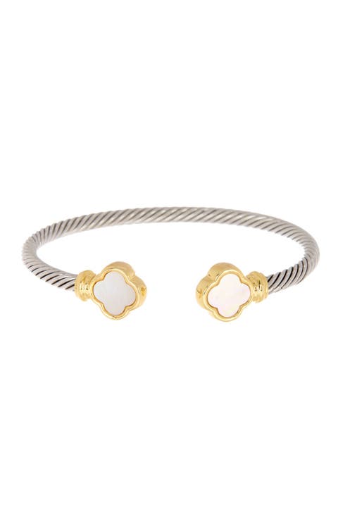 Twisted Cable Mother Of Pearl Cuff Bracelet