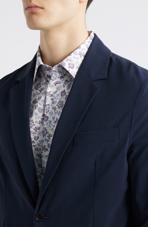 Paul Smith London Solid Navy Water Repellent Stretch Nylon Sport Coat In Blue