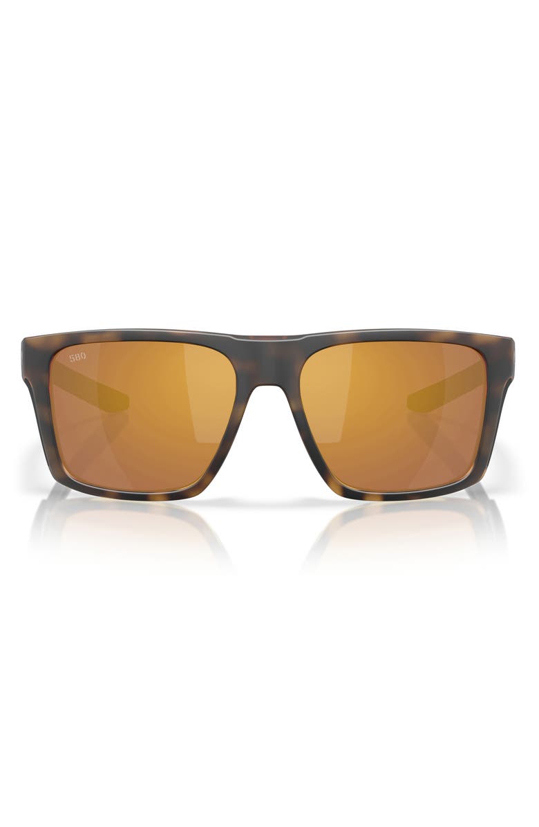 Costa Del Mar 57mm Polarized Square Sunglasses, Main, color, Matte Tortoise/ Gold 580G