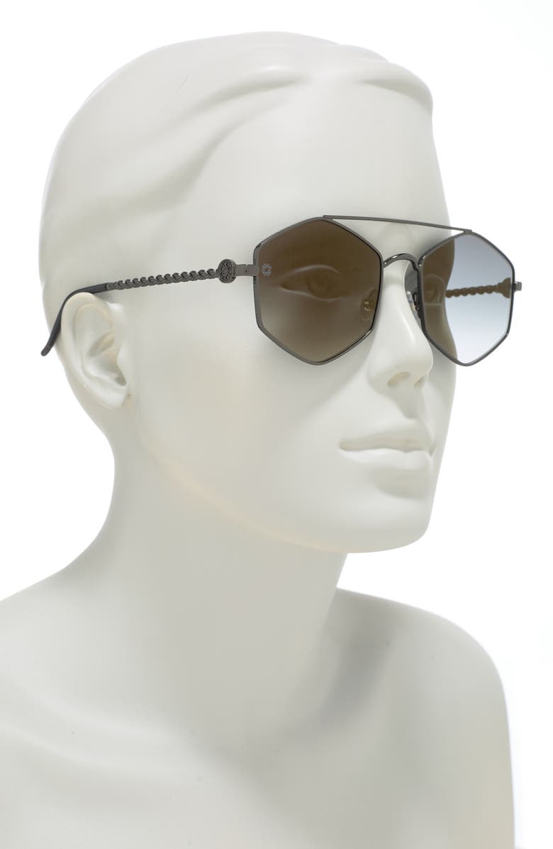 Elie Saab 55mm Hexagonal Metal Frame Sunglasses, Alternate, color,