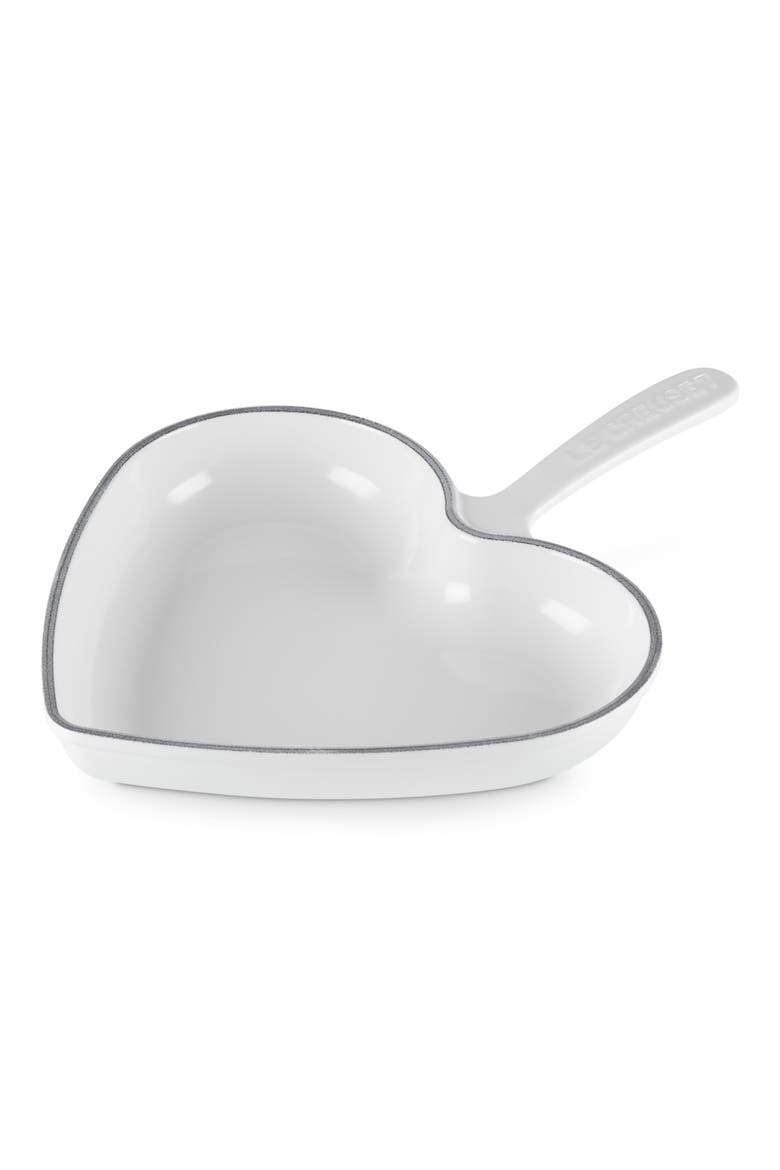 Heart Enameled Cast Iron Skillet, Main, color, WHITE