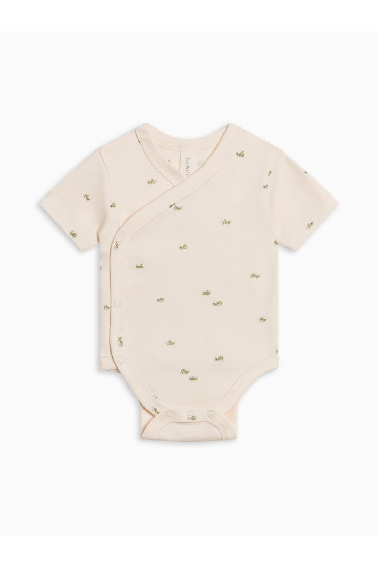 Organic Cotton Lark Short Sleeve Wrap Bodysuit, Alternate, color, Grasshopper / Fern + Mint