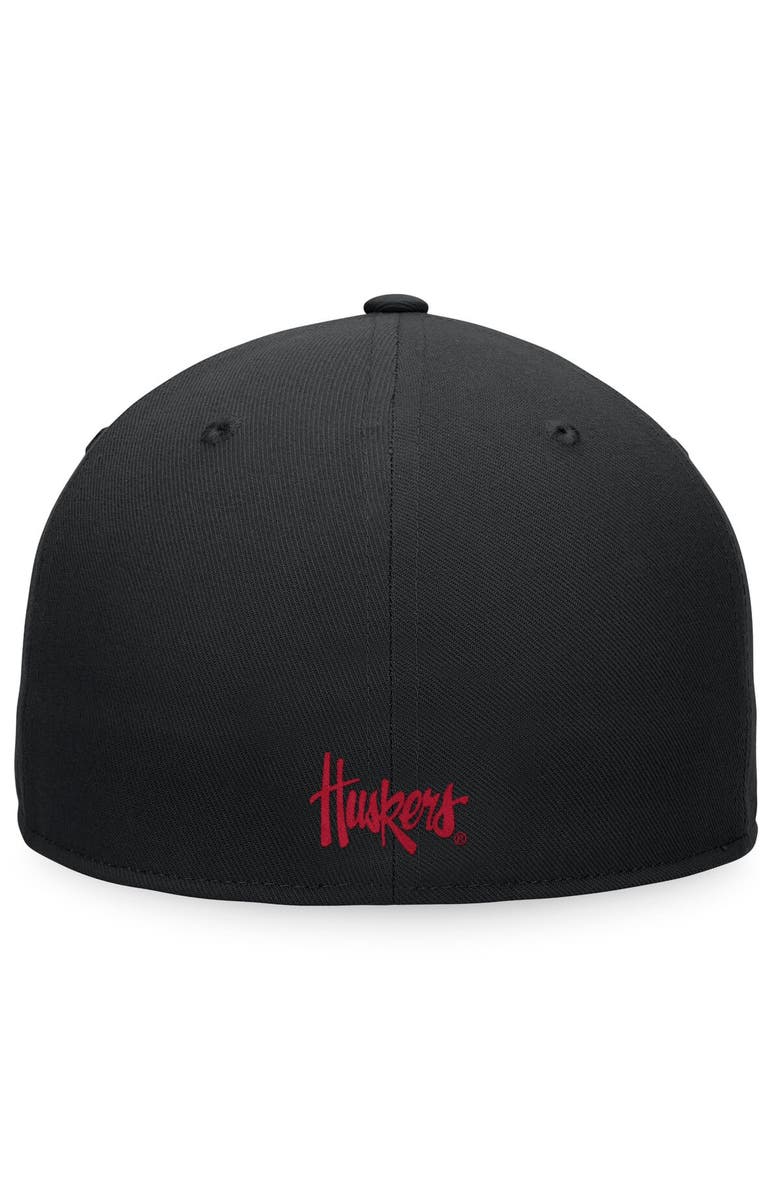 TOP OF THE WORLD Men's Top of the World Black Nebraska Huskers Fitted Hat, Alternate, color, Black