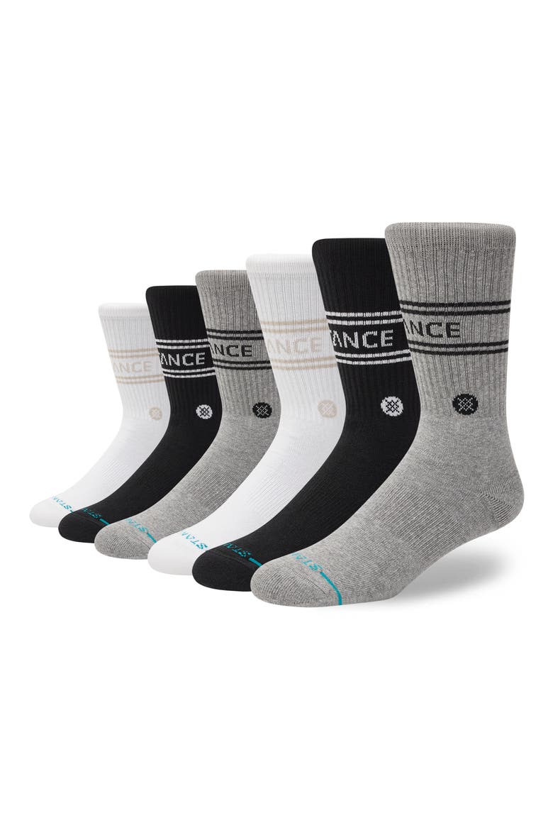 Vital 6-Pack Crew Socks, Main, color, GREY/BLACK/WHITE