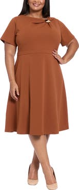 London Times Hardware Trim Scuba Fit & Flare Dress