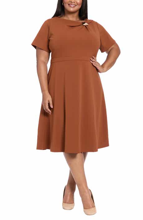 London Times Hardware Trim Scuba Fit & Flare Dress