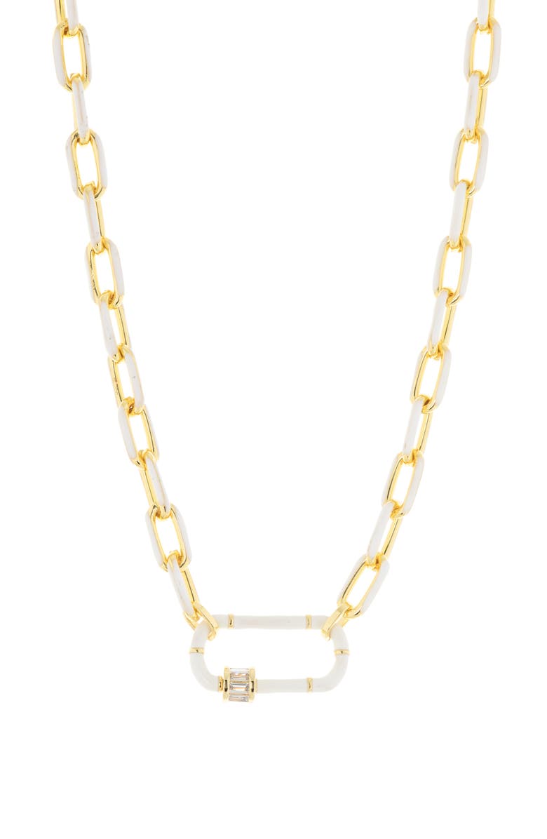 Juvell 18K Gold Plate Enamel & CZ Chain Necklace, Main, color, 