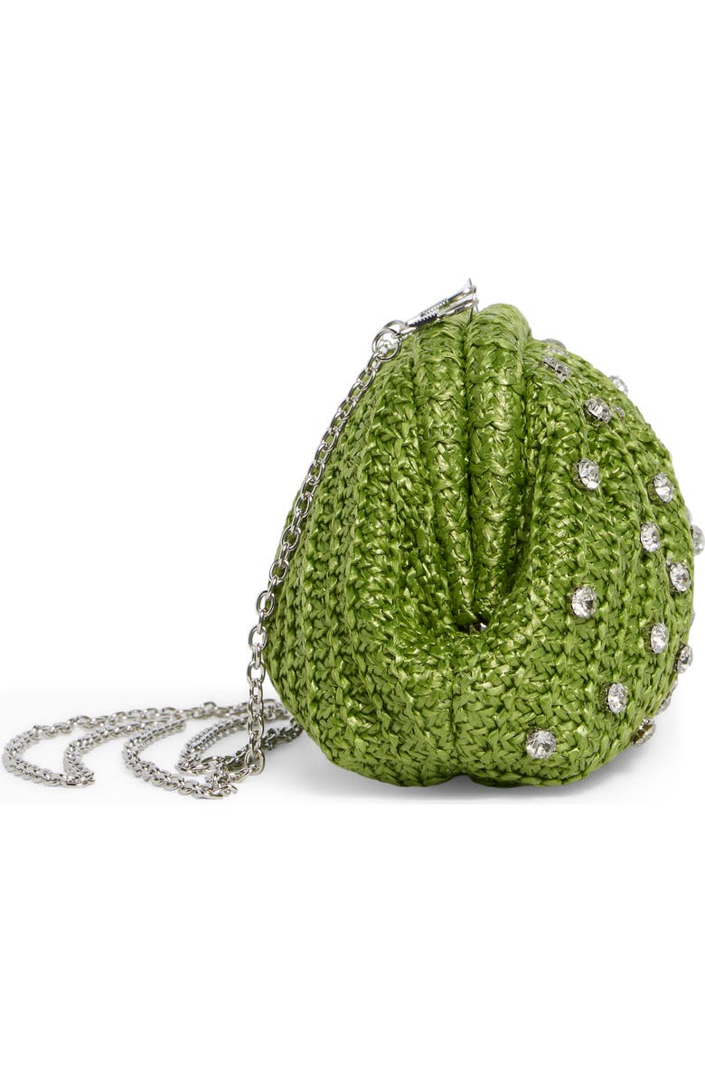 Jessica McClintock Violetta Rhinestone Studded Straw Frame Clutch, Alternate, color, Green