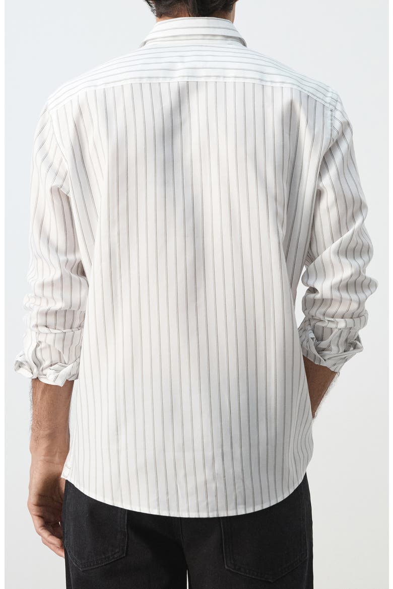 Stripe Button-Up Shirt, Alternate, color, OFF WHITE