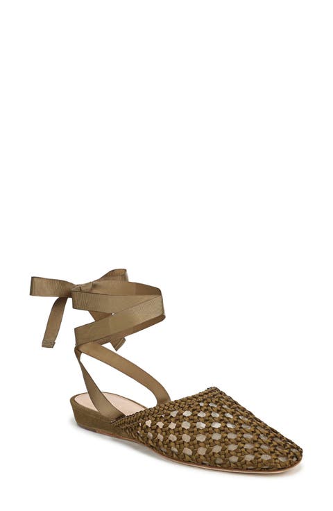 Malia Ankle Tie Ballet Flat (Women)