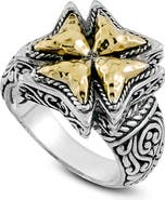 SAMUEL B. Hammered Cross Ring