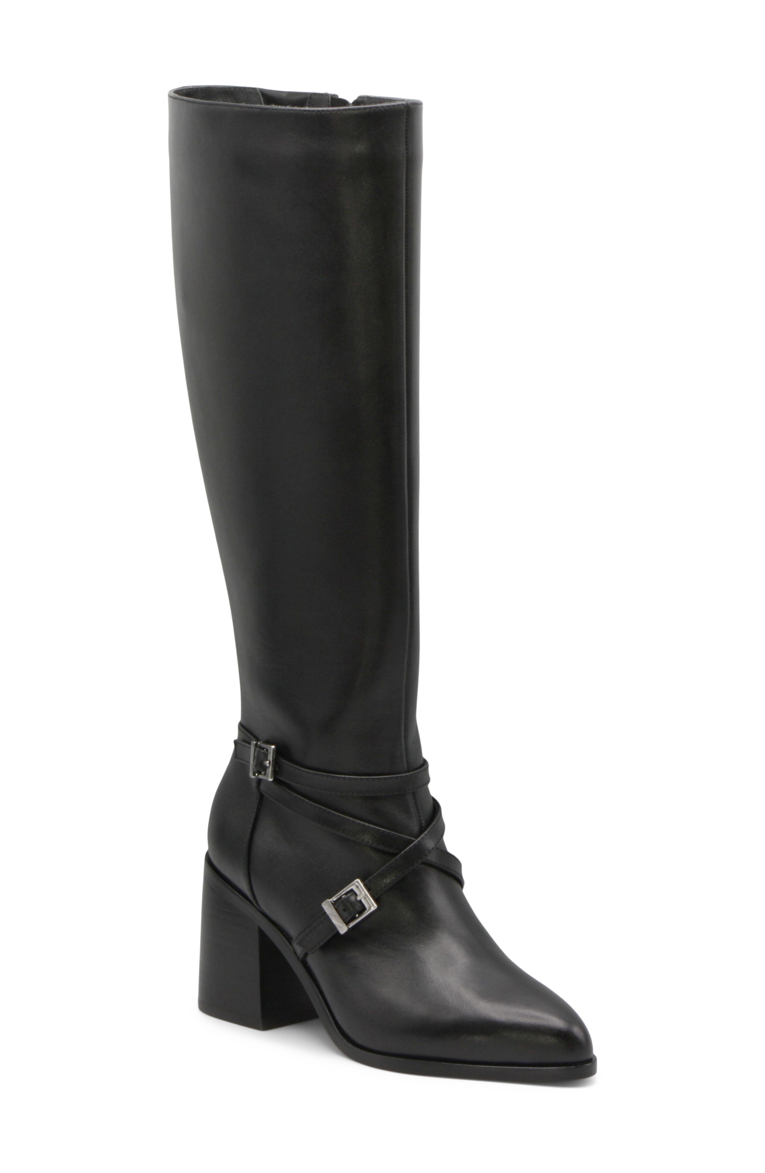 Charles David Jacoby Knee High Boot, Main, color, Black Leather