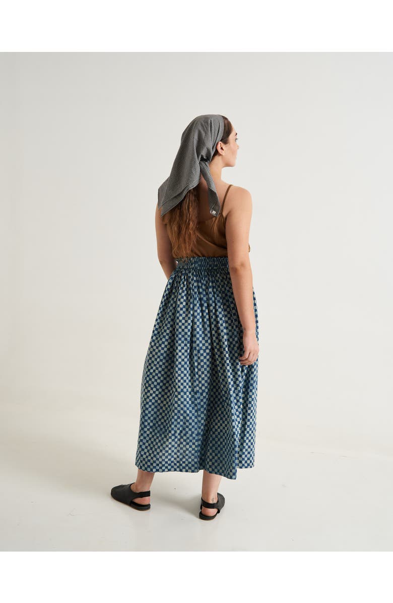 World of Crow Block Printed Indigo Skirt, Alternate, color, 