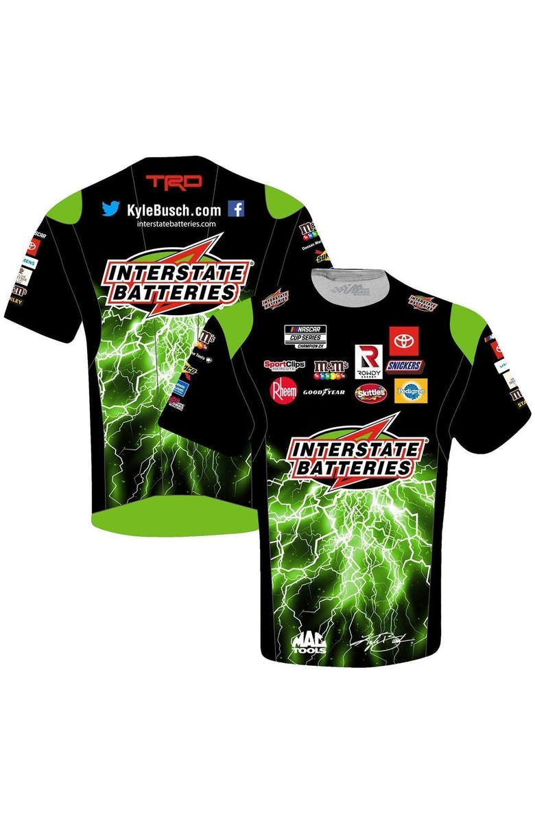 JOE GIBBS RACING TEAM COLLECTION Men's Joe Gibbs Racing Team Collection White Kyle Busch Interstate Batteries Sublimated Uniform T-Shirt, Main, color, 
