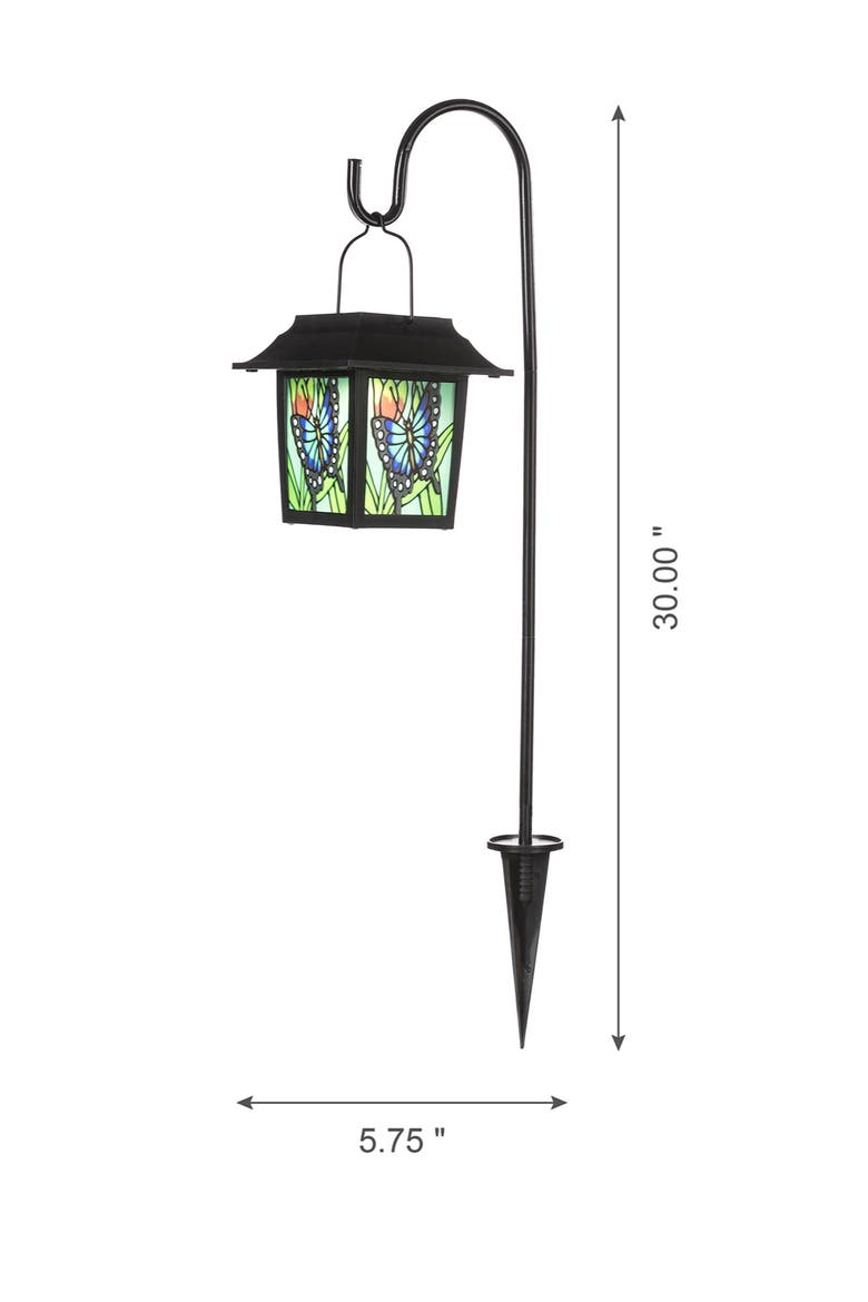 Solar Powered Butterfly Garden Lamp or Pathway Light with Ground Stake, Alternate, color, Black