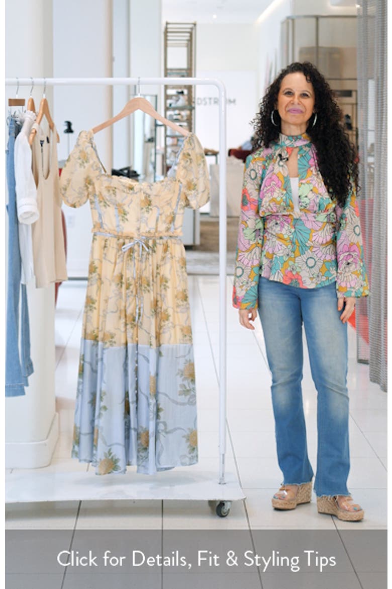Penelope Floral Puff Sleeve Corset Chiffon Midi Dress video