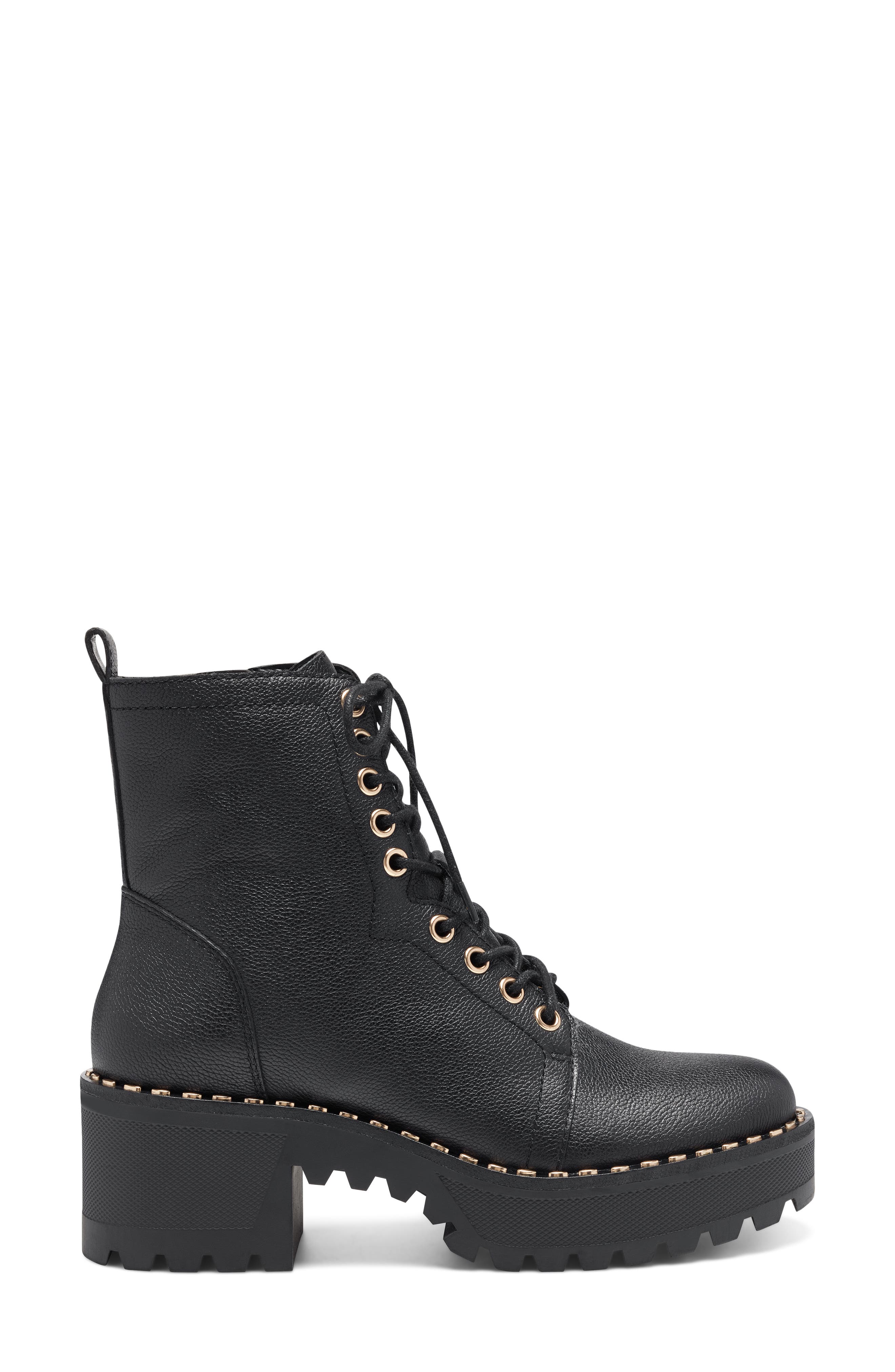 Mecale Lace-Up Bootie, Alternate, color, BLACK LEATHER