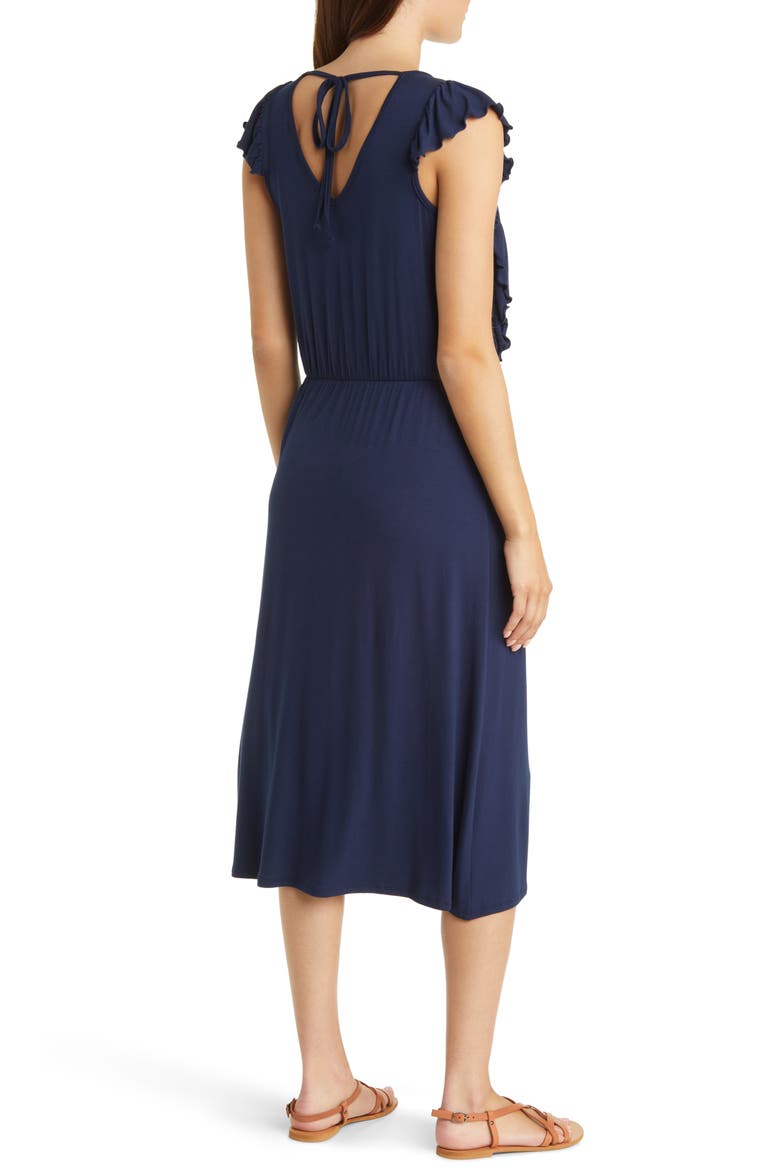 Ruffle Cap Sleeve Jersey Dress, Alternate, color, NAVY