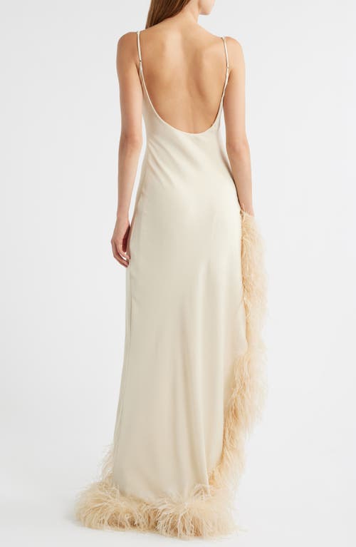 Delfi Collective Jacqueline Feather Slit Gown In Neutral