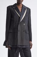 Sacai Mixed Media Suiting & Organza Jacket with Bib Inset