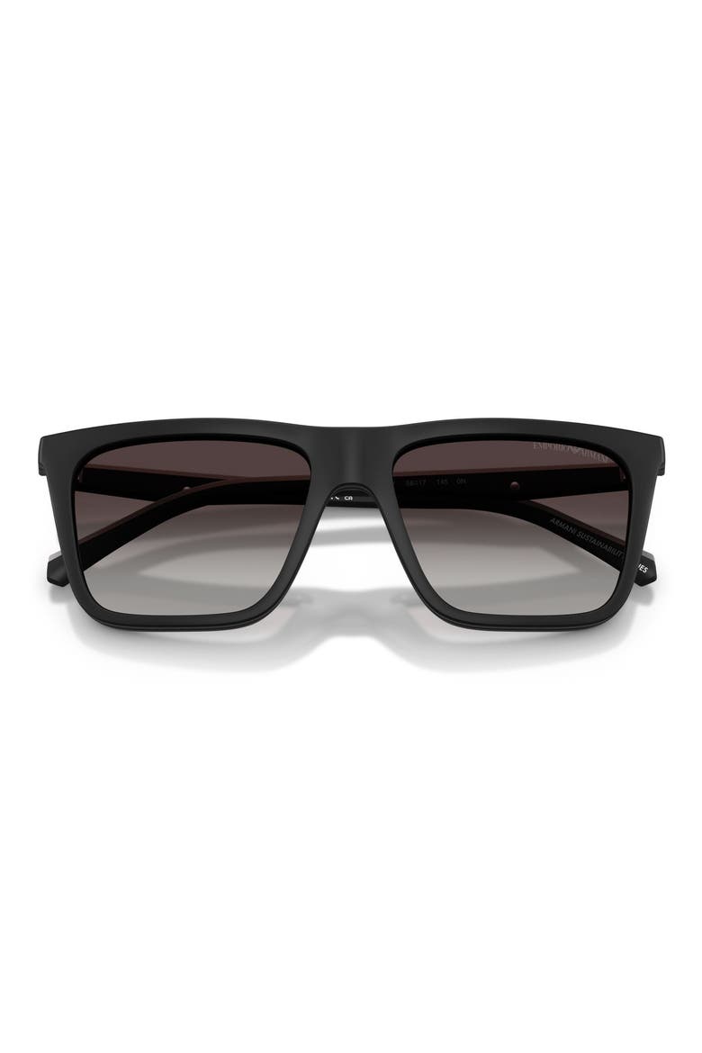 56mm Clip-On Style Square Sunglasses, Alternate, color, MATTE BLACK / CLEAR