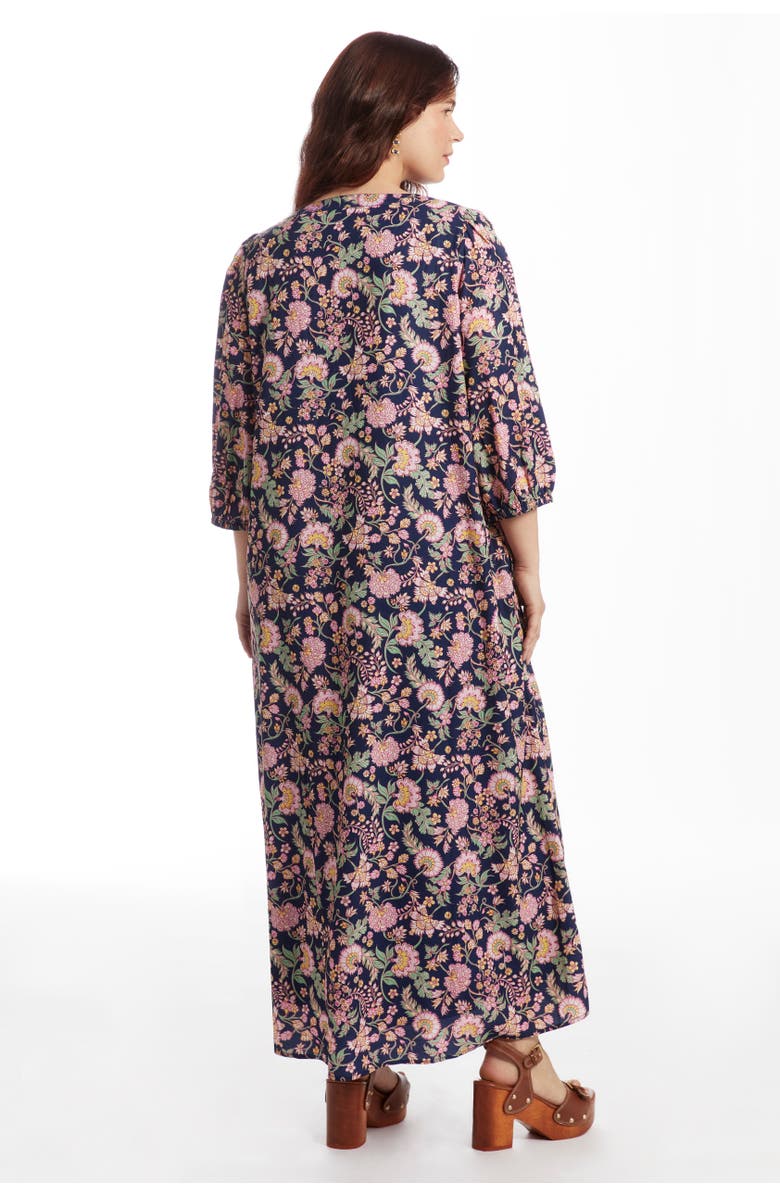 June + Vie Boho Maxi Dress, Alternate, color, Jacobean Floral
