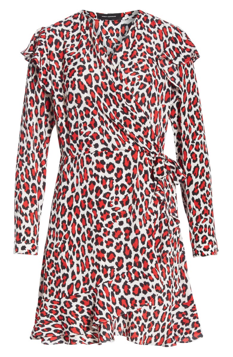 Robert Rodriguez Lena Leopard Print Faux Wrap Dress, Alternate, color,
