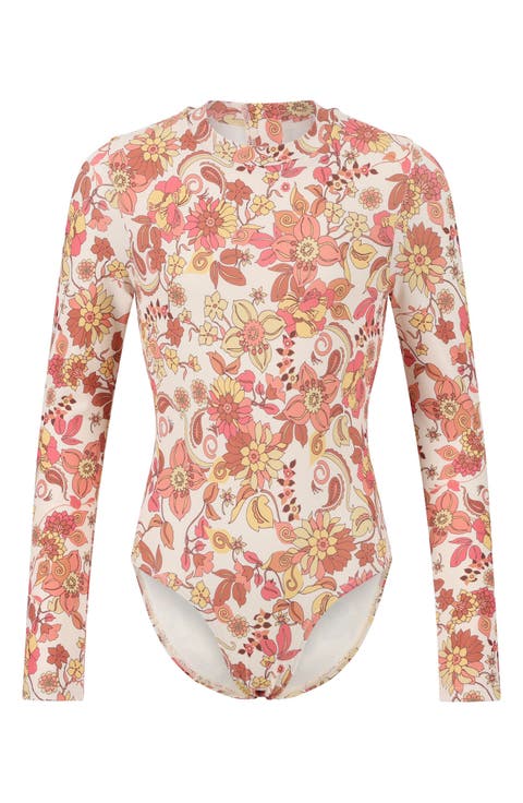 Kids' Wildflower Whirl Long Sleeve One-Piece Swimsuit (Big Kid)