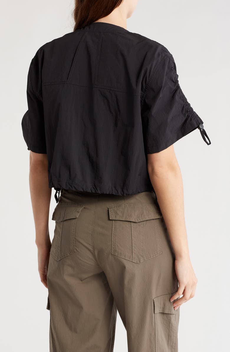 Democracy Cinched Tie Short Sleeve Bomber Jacket, Alternate, color,