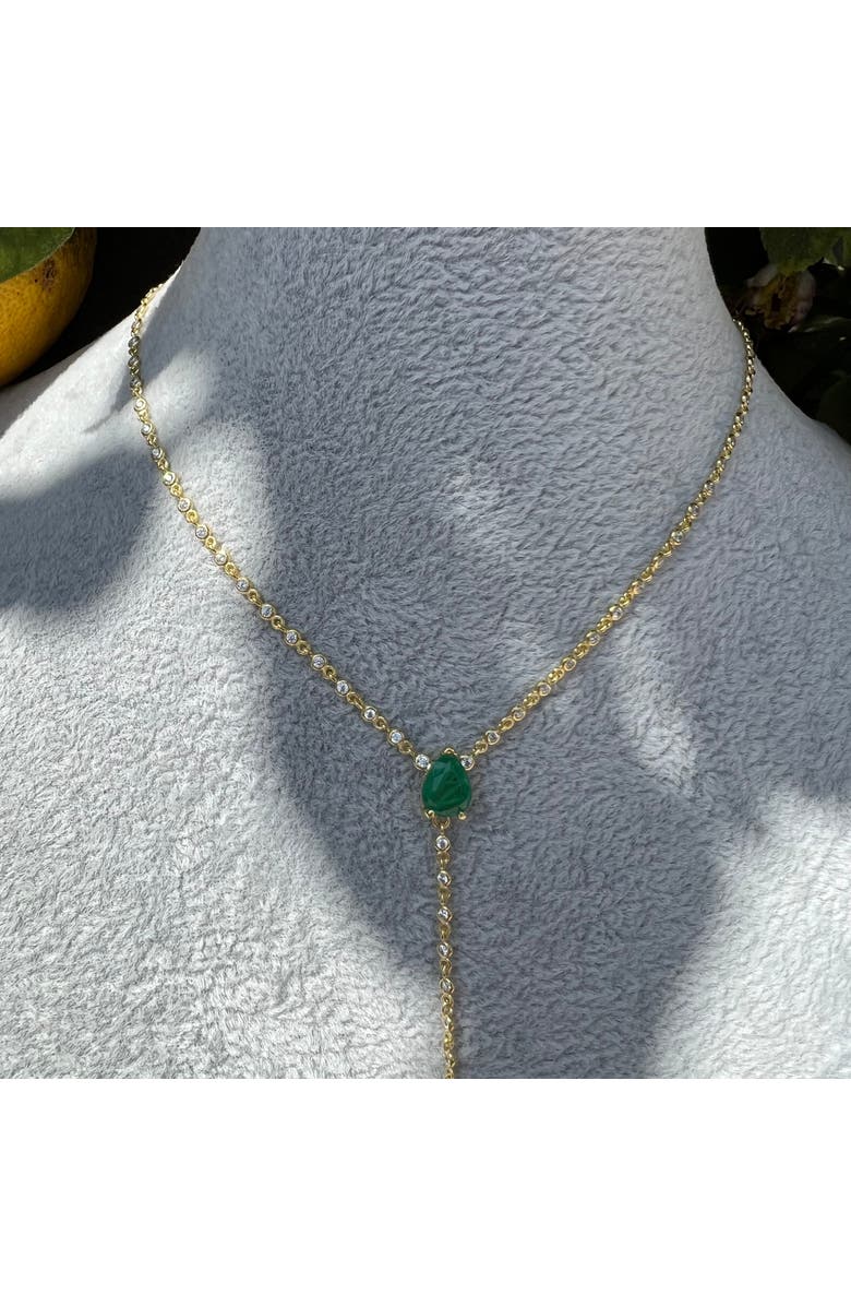 Gemma Azzurro Emerald pear station chain lariat Y necklace, Alternate, color, Green