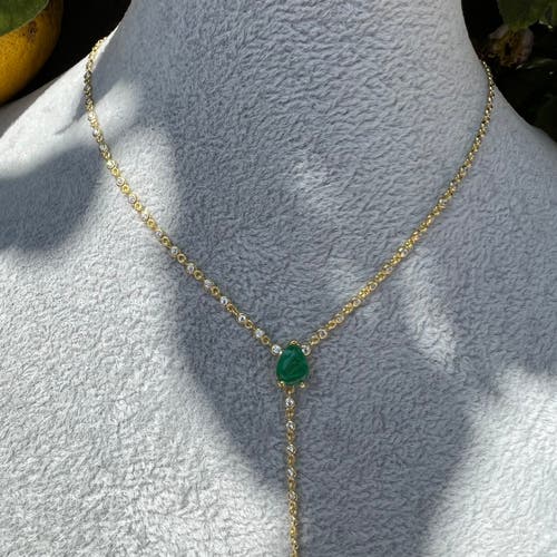 Gemma Azzurro Emerald Pear Station Chain Lariat Y Necklace In Green
