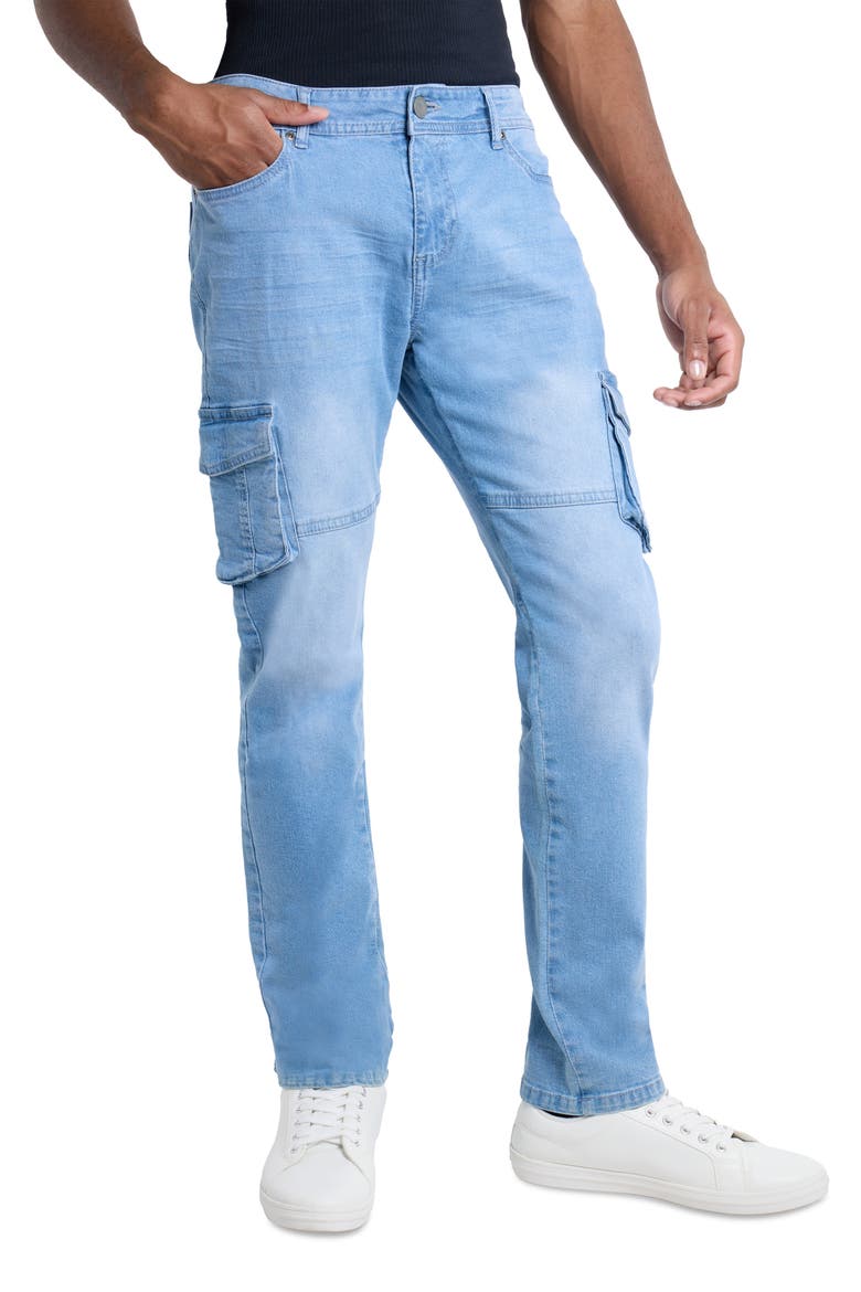 Slim Fit Cargo Jeans, Alternate, color, LIGHT BLUE