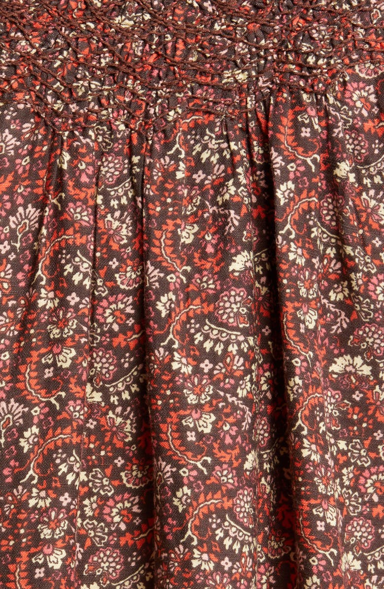 Lucky Brand Print Smocked Peasant Blouse, Alternate, color, 