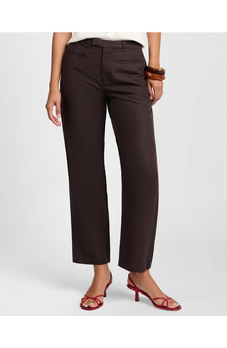 Onia Air Linen Mid-Rise Pant, Main, color, Espresso