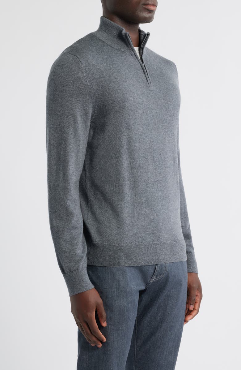 Nordstrom Washable Italian Merino Wool Quarter Zip Sweater, Alternate, color, Grey Turbulence Heather