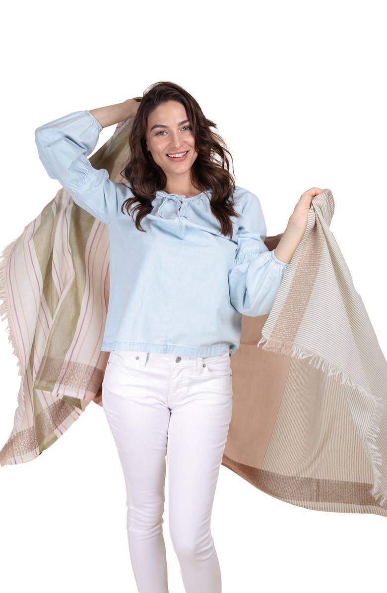 SAACHI Color Block Stripe Scarf, Alternate, color, White Multi