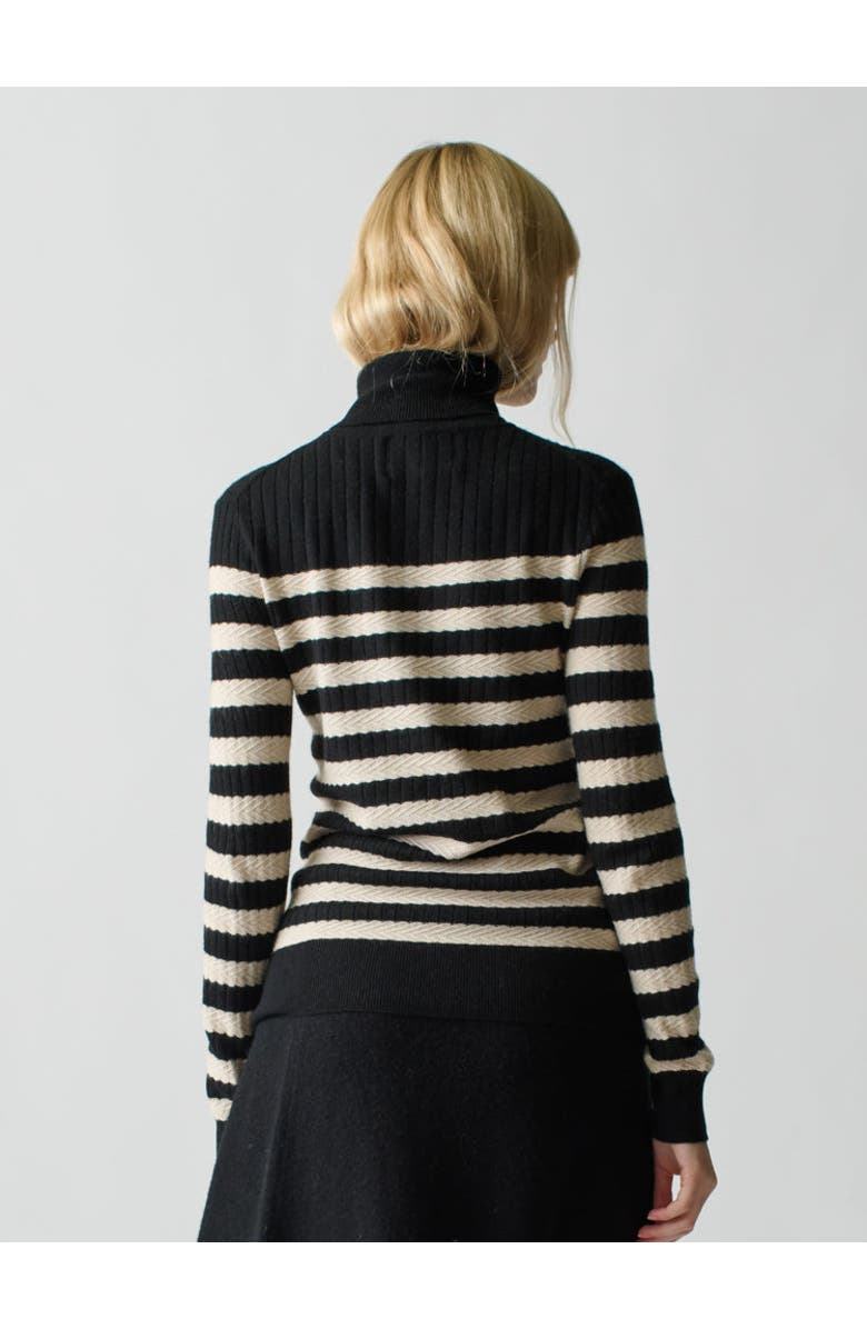 Lingua Franca Morrissey Textured Stripe Turtleneck, Alternate, color, 