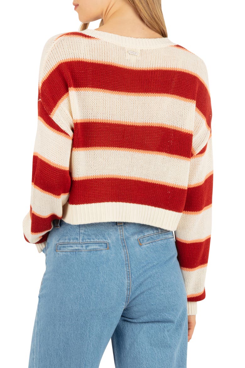 Delta Striped Cropped Open Knit Sweater, Alternate, color, RED CLAY