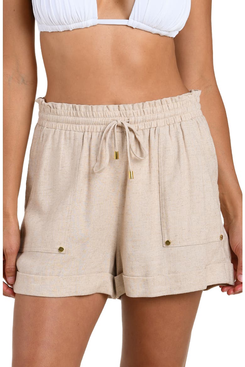 Delphine Coast Cover-Up Shorts, Main, color, TAUPE