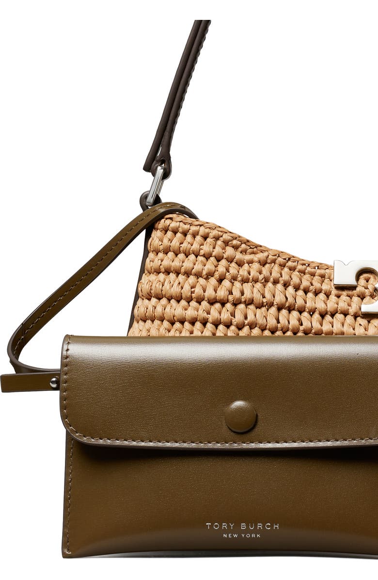 Tory Burch Slim Eleanor Woven Raffia Shoulder Bag, Alternate, color, Honeycomb