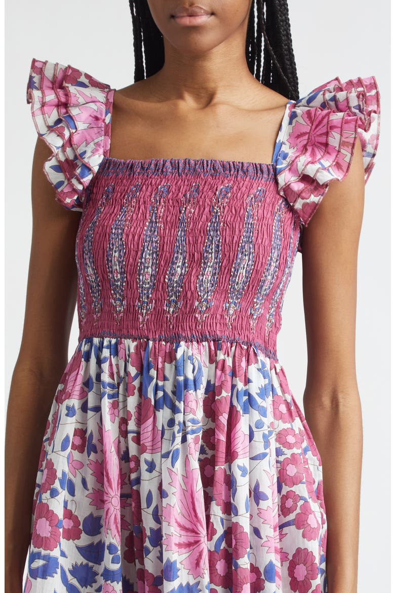 Olympia Smocked Midi Dress, Alternate, color, FIJI