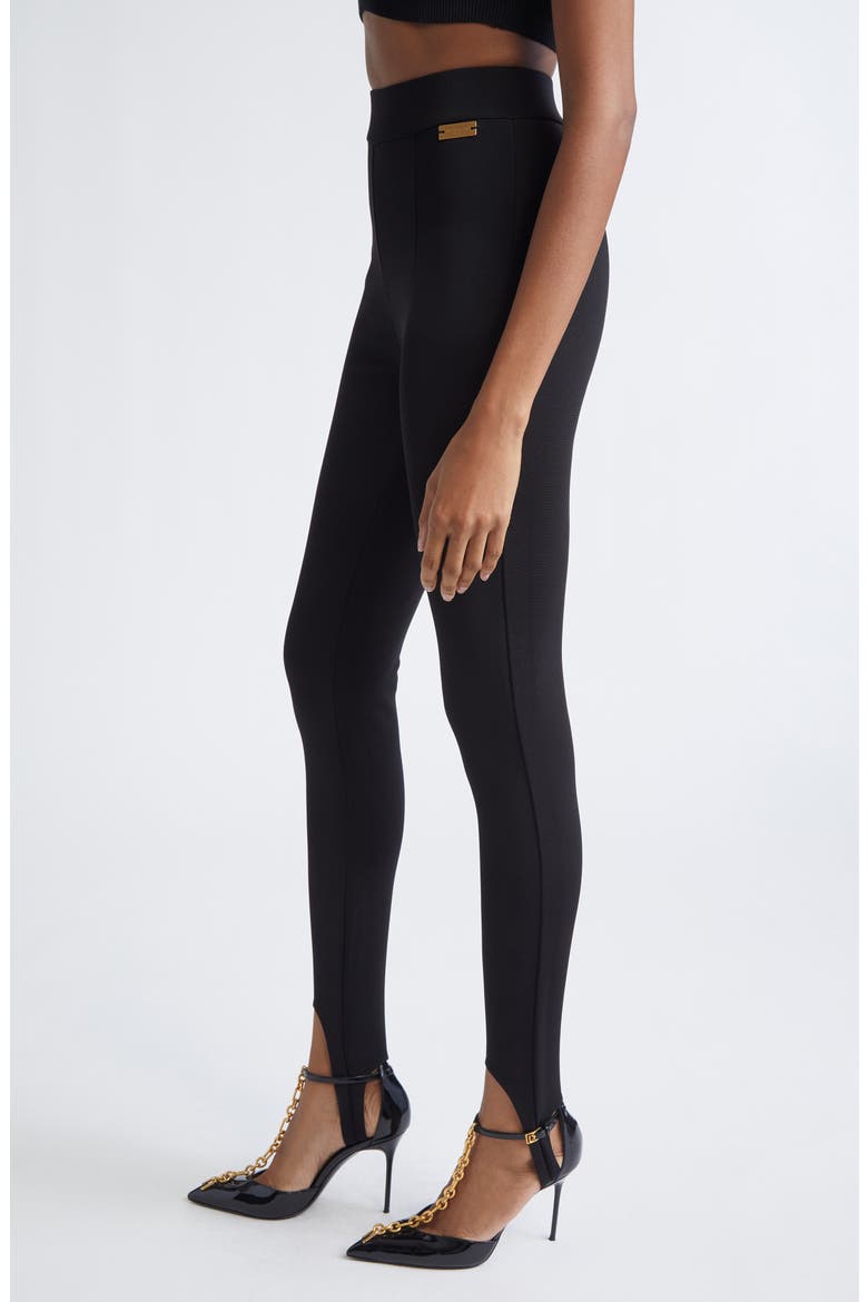 Zip Jersey Stirrup Leggings, Alternate, color, BLACK