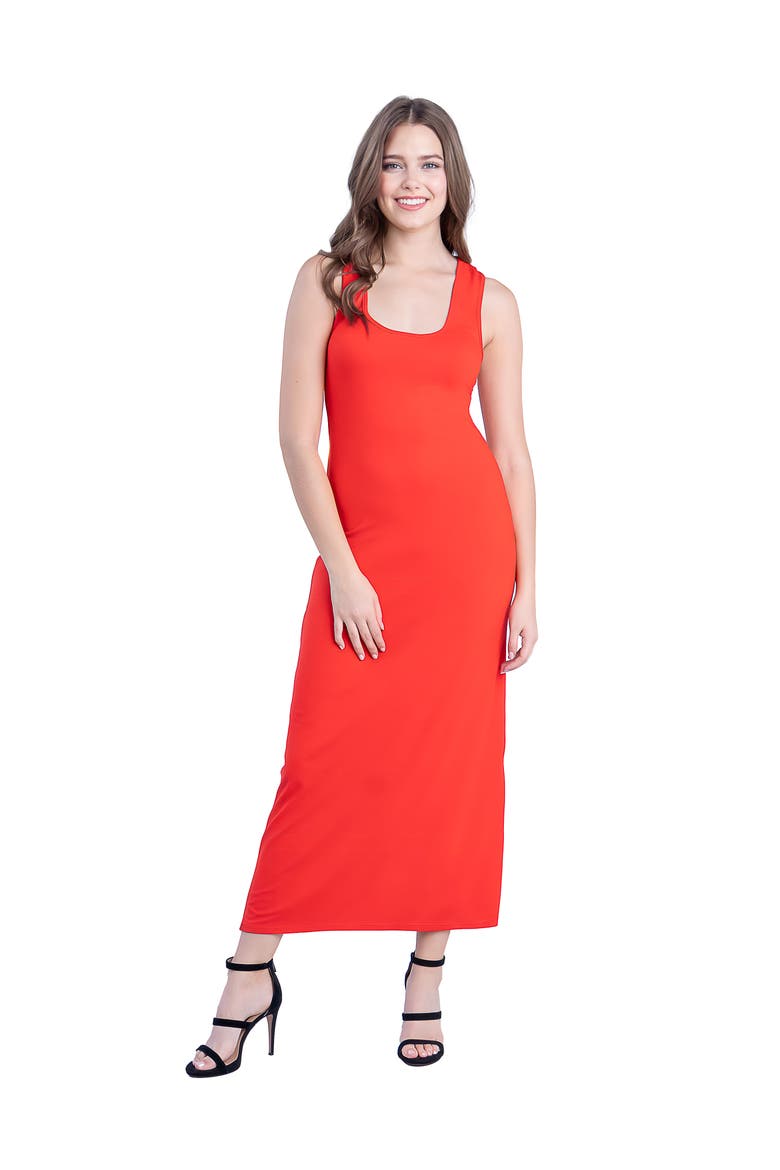Scoop Neck Maxi Dress with Racerback Detail, Main, color, Orange