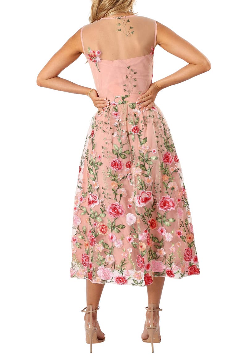 Wonderland Floral Embroidery Midi Dress, Alternate, color, PINK FLORAL