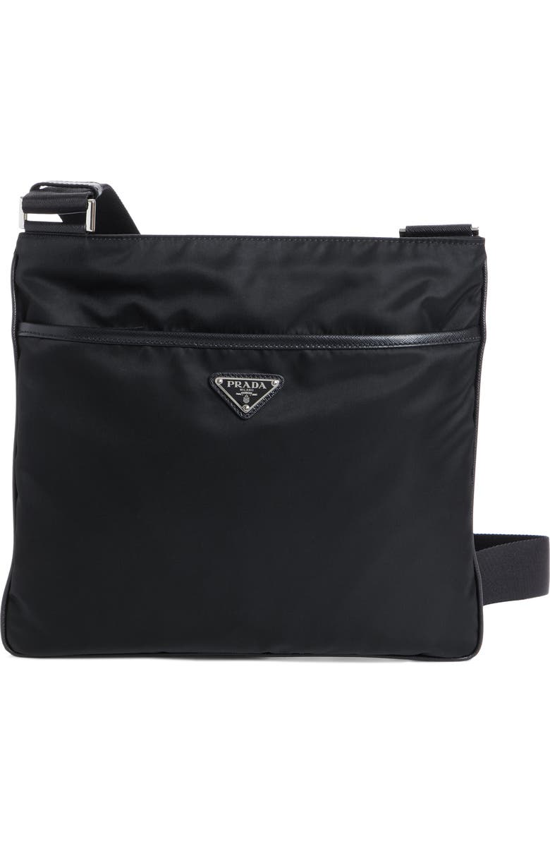 Prada Slim Compact Nylon Messenger Bag, Main, color,