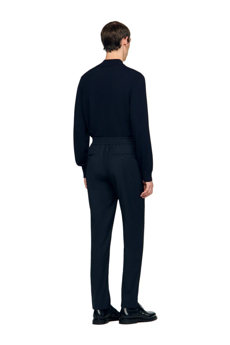 Elasticated straight-leg trousers, Alternate, color, Navy blue