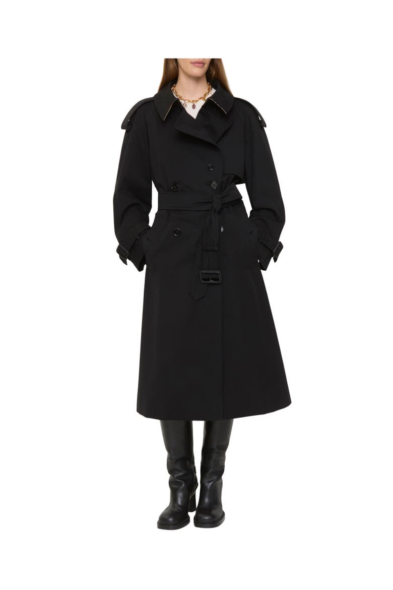 Long Gabardine Fitzrovia Trench Coat, Alternate, color, Deep Black
